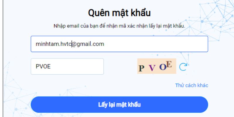 Bấm quên mật khẩu để có thể đổi mật khẩu tại K89BET